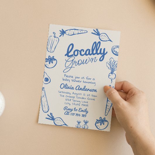 Hand getekend blauw lokaal geteeld jongetje Baby s Kaart