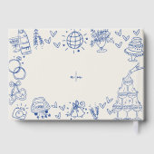 Hand getekend Blauw Whimsical Wedding Gastenboek (Achterkant)