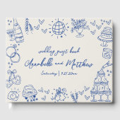 Hand getekend Blauw Whimsical Wedding Gastenboek (Voorkant)