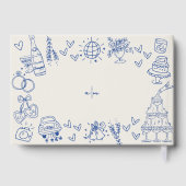 Hand getekend Blauw Whimsical Wedding Gastenboek (Achterkant)