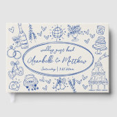 Hand getekend Blauw Whimsical Wedding Gastenboek (Voorkant)