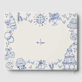 Hand getekend  Blauw Whimsical Wedding Gastenboek (Achterkant)