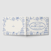 Hand getekend  Blauw Whimsical Wedding Gastenboek (Volledig)