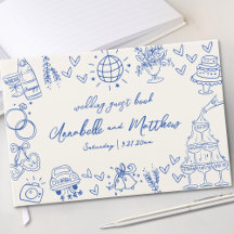 Hand getekend  Blauw Whimsical Wedding