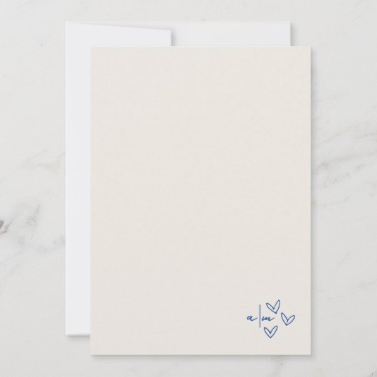 Hand getekend  Blauw Whimsical Wedding Kaart (Achterkant)