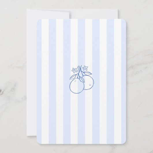 Hand getekend blauw wit mediterraan Vrijgezellenfe Kaart (Achterkant)