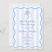 Hand getekend blauw wit mediterraan Vrijgezellenfe Kaart (Voorkant)