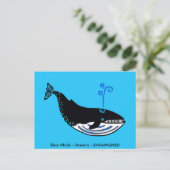 Hand getekend - Blue WHALE - Conservation - Natuur Briefkaart (Staand voorkant)