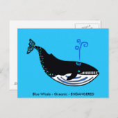 Hand getekend - Blue WHALE - Conservation - Natuur Briefkaart (Voorkant / Achterkant)