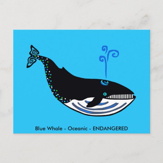 Hand getekend - Blue WHALE - Conservation - Natuur Briefkaart (Voorkant)