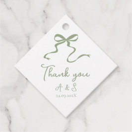 Hand getekend Bow Sage Green Wedding Favoriet Labe Bedankjes Labels