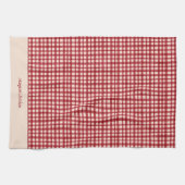 Hand getekend Classic Red Gingham Voeg naam toe Ke Theedoek (Horizontaal)