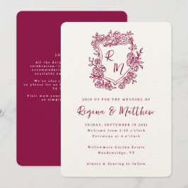 Hand getekend Crest Monogram All-in-One Wedding Kaart