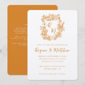 Hand getekend Crest Monogram All-in-One Wedding Kaart (Voorkant / Achterkant)