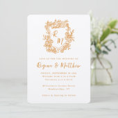 Hand getekend Crest Monogram All-in-One Wedding Kaart (Staand voorkant)