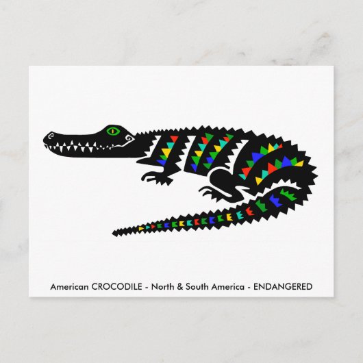 Hand getekend - CROCODILE -Conservation -Reptile- Briefkaart (Voorkant)