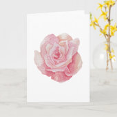Hand getekend Delicate Pink Rose roos (Blank) Kaart (Gele Bloem)