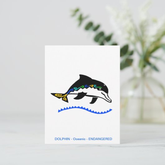 Hand getekend - DOLFIJN - Behoud - Natuur - Briefkaart (Staand voorkant)
