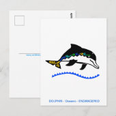 Hand getekend - DOLFIJN - Behoud - Natuur - Briefkaart (Voorkant / Achterkant)