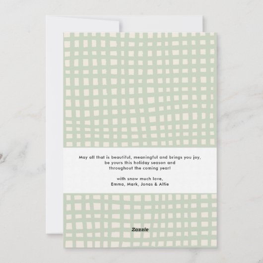 Hand getekend Donkergroen Vrolijk Kerstfeest 2 Fot Feestdagenkaart (Achterkant)