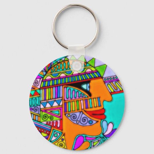 Hand getekend door EDDArt - Farao 1 Sleutelhanger (Voorkant)