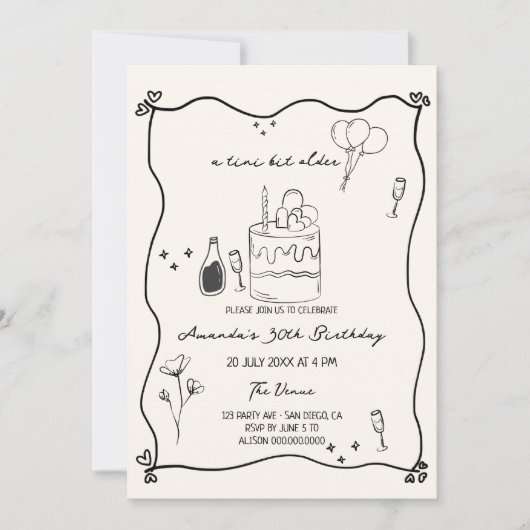 Hand getekend een beetje ouder eigenzinnige verjaa kaart (Voorkant)