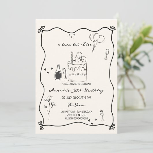 Hand getekend een beetje ouder eigenzinnige verjaa kaart (Staand voorkant)