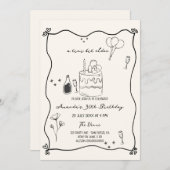 Hand getekend een beetje ouder eigenzinnige verjaa kaart (Voorkant / Achterkant)