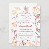 Hand getekend een beetje pompoen grillige Baby sho Kaart (Voorkant / Achterkant)