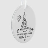 Hand getekend Eerste Kerstmis verloofd of getrouwd Ornament (voorkant)