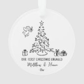 Hand getekend Eerste Kerstmis verloofd of getrouwd Ornament (achterkant)