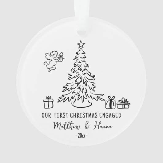 Hand getekend Eerste Kerstmis verloofd of getrouwd Ornament (achterkant)