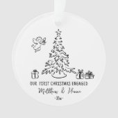Hand getekend Eerste Kerstmis verloofd of getrouwd Ornament (voorkant)