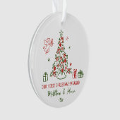 Hand getekend Eerste Kerstmis verloofd of getrouwd Ornament (voorkant)