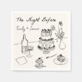 Hand getekend eigenzinnig de nacht voor bruiloft s servet (Voorkant)