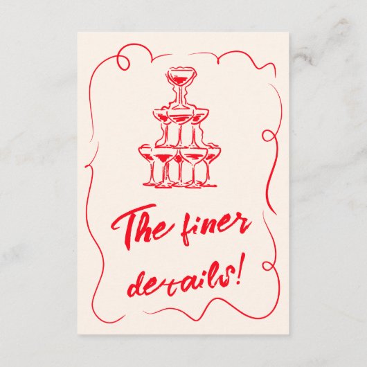 hand getekend eigenzinnige moderne bruiloft detai informatiekaartje (Achterkant)