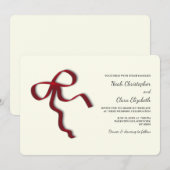 Hand getekend Elegant Red Bow - Modern Minimalist Kaart (Voorkant / Achterkant)