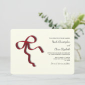 Hand getekend Elegant Red Bow - Modern Minimalist Kaart (Staand voorkant)