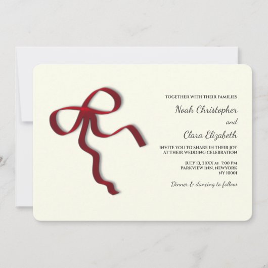 Hand getekend Elegant Red Bow - Modern Minimalist Kaart (Voorkant)