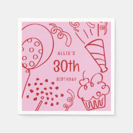 Hand getekend Elke Leeftijd Verjaardagsfeest Ballo Servet