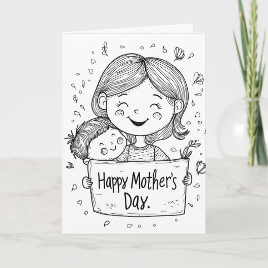 Hand Getekend en Gefeliciteerd Moederdag Feestdagen Kaart (Voorkant)