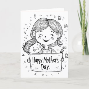 Hand Getekend en Gefeliciteerd Moederdag Feestdagen Kaart
