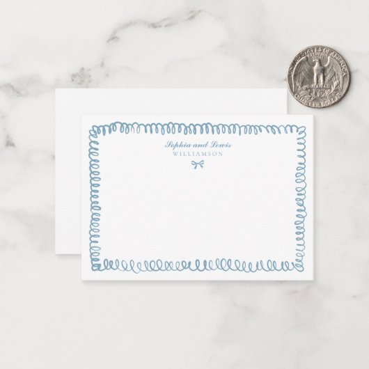 Hand getekend Frans Blauw grillig paar briefpapier Notitiekaartje (Voorkant / Achterkant in situ)