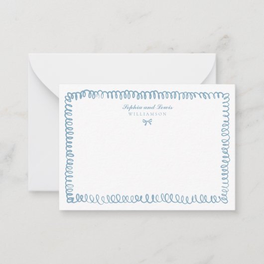 Hand getekend Frans Blauw grillig paar briefpapier Notitiekaartje (Voorkant)