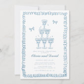 Hand getekend Frans Blauw Repetitie Diner Trouwen Kaart (Voorkant)