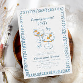 Hand getekend Frans Blauw Whimsical Engagement Par Kaart