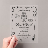 Hand getekend  Frans zwart grillige bruiloft Acryl Uitnodigingen (Insitu (Draagbaar))