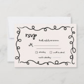 Hand getekend  Frans zwart grillige bruiloft RSVP Kaartje (Voorkant)