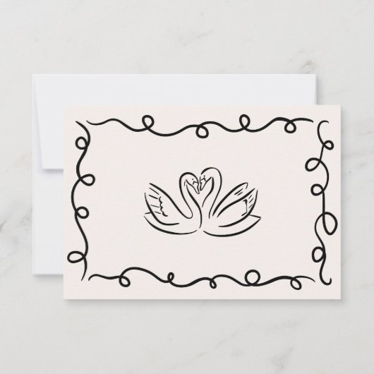 Hand getekend  Frans zwart grillige bruiloft RSVP Kaartje (Achterkant)