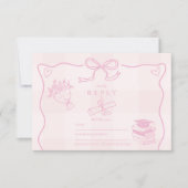 Hand getekend geïllustreerd roze geplakt Afstudere RSVP Kaartje (Voorkant)